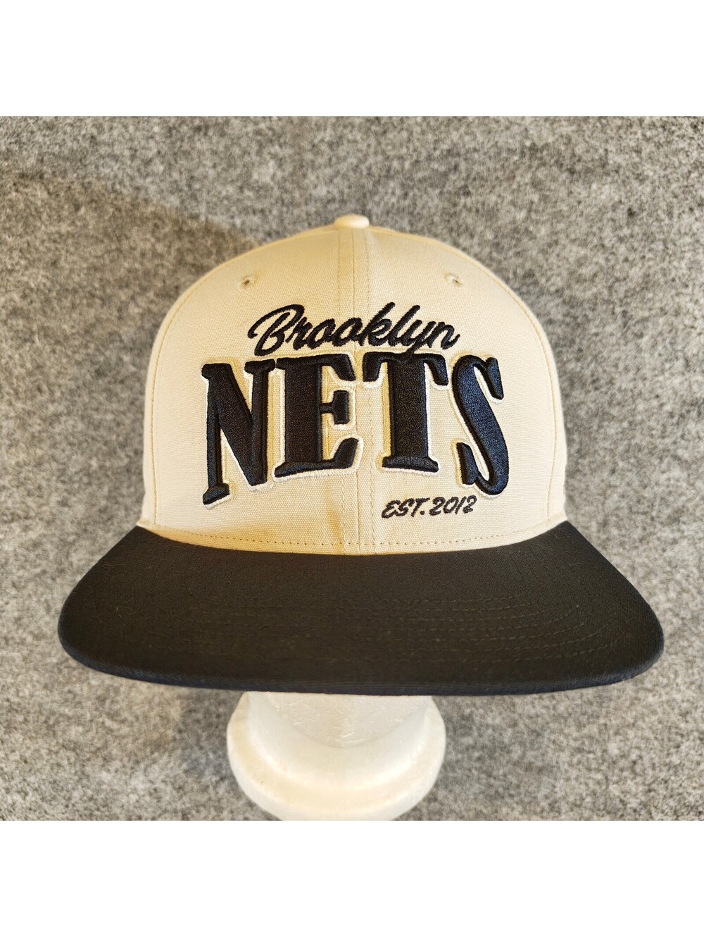 47 Brand Brooklyn Nets Snapback Hat Cream Black NBA Basketball Cap OSFA